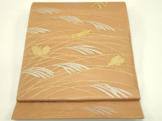 平和屋着物＊夏物　六通柄袋帯　鈴虫　コオロギ　金銀糸　正絹　逸品　CABI5538rv