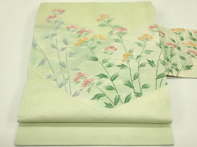 平和屋着物＊夏物　九寸名古屋帯　女郎花　金糸　正絹　逸品　CABI5551rv