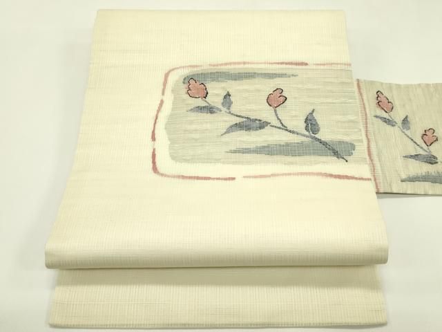 平和屋着物＊夏物　九寸名古屋帯　草花文　正絹　逸品　CABI5555rv