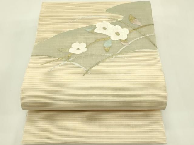平和屋着物＊夏物　八寸名古屋帯　絽綴れ　草花文　金銀糸　正絹　逸品　未使用　CABI5560rv