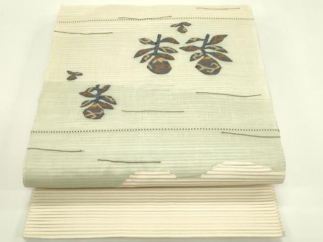 平和屋着物＊夏物　八寸名古屋帯　絽綴れ　草花文　正絹　逸品　CABI5572rv