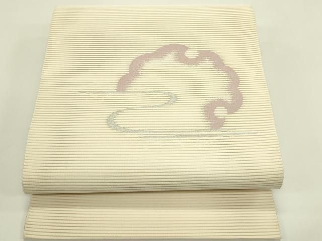 平和屋着物＊夏物　八寸名古屋帯　絽綴れ　雪輪霞文　銀糸　正絹　逸品　CABI5574rv