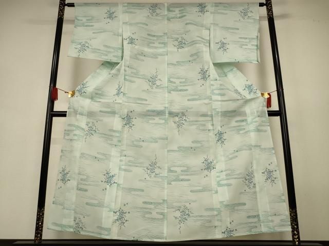 平和屋着物＊夏物　小紋　絽　草花文　洗える着物　AABJ9111jd 14,820円