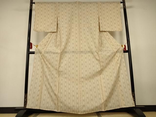 平和屋着物＊夏物　小紋　紗　麻の葉文様　洗える着物　AABJ9122jd