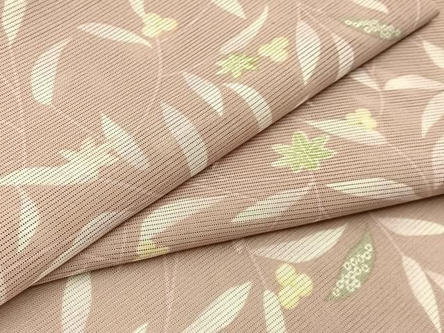 平和屋着物＊夏物　小紋　絽　楓草葉文　洗える着物　BAAX6831hj
