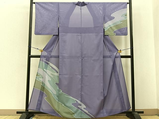平和屋着物＊夏物　訪問着　絽　鹿の子霞文　金彩　洗える着物　BAAX6834hj