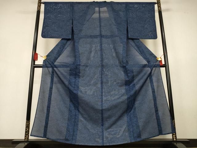 平和屋着物＊夏物　小紋　絽　吉祥花蝶文　洗える着物　AABJ9137jd