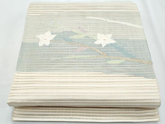 平和屋着物＊夏物　八寸名古屋帯　絽綴れ　桔梗　金糸　正絹　逸品　CABI5821fb