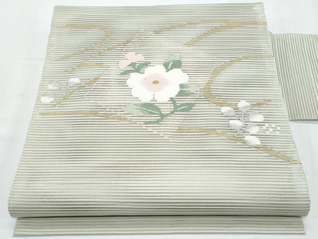 平和屋着物＊夏物　八寸名古屋帯　絽綴れ　枝花文　金銀糸　正絹　逸品　CABI5763fb