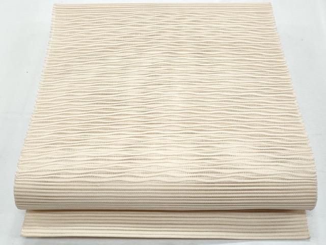 平和屋着物＊夏物　八寸名古屋帯　絽綴れ　よろけ縞　灰梅色　正絹　逸品　CABI5766fb