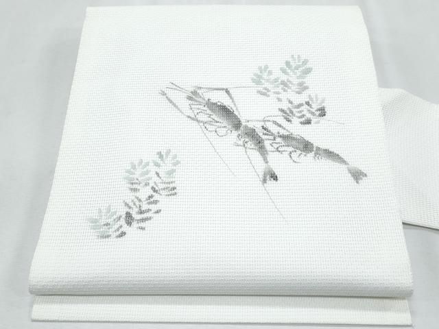 平和屋着物＊夏物　九寸名古屋帯　手描き　海老　CABI5776fb