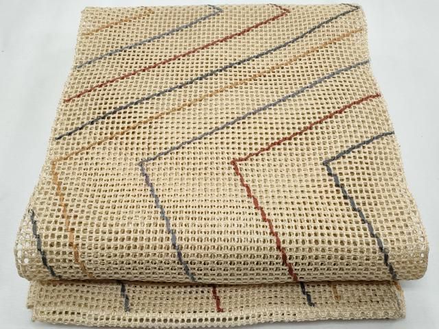 平和屋着物＊夏物　八寸名古屋帯　羅　幾何学文様　正絹　逸品　CABI5778fb