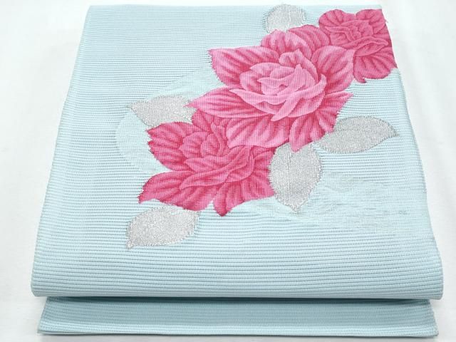平和屋着物＊夏物　八寸名古屋帯　絽綴れ　草花文　銀糸　正絹　逸品　CABI5803fb