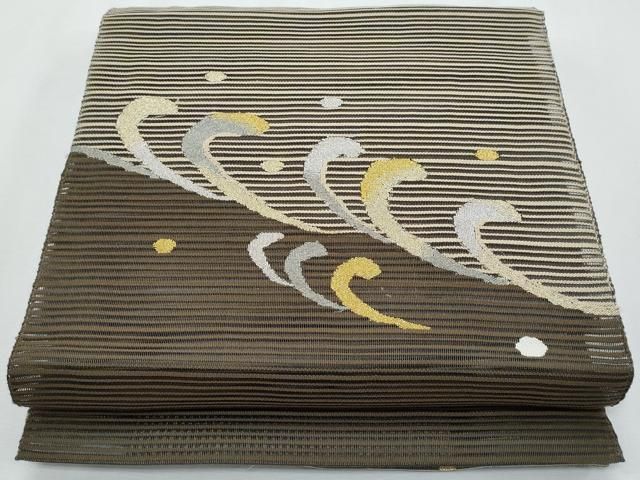 平和屋着物＊夏物　八寸名古屋帯　絽綴れ　立波文　金銀糸　正絹　逸品　CABI5819fb