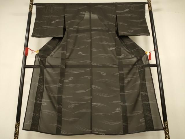 平和屋着物＊夏物　小紋　絽　立波文　洗える着物　AABJ9093jd