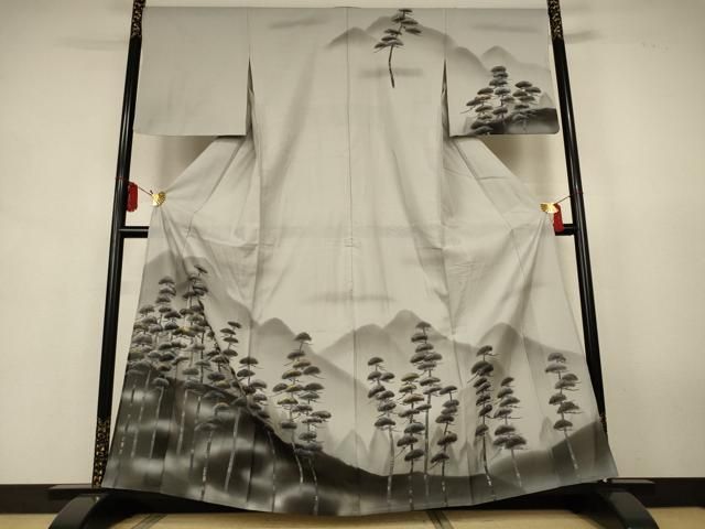 平和屋着物＊夏物　訪問着　紗　風景文　金彩　正絹　逸品　AABJ9103jd
