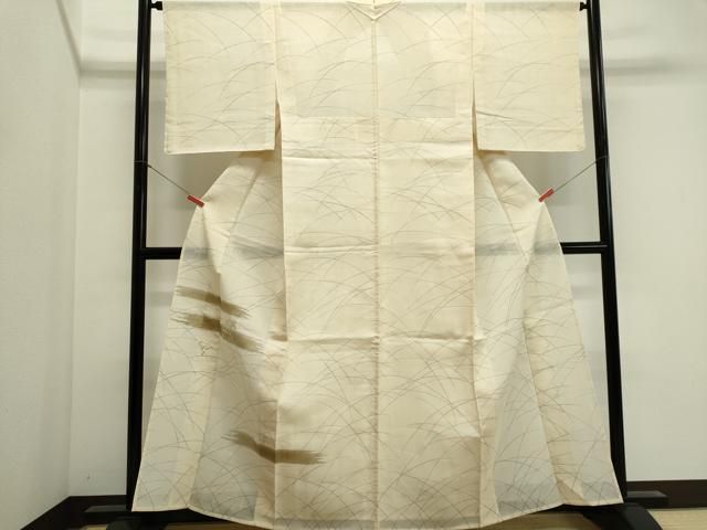 平和屋着物＊夏物　訪問着　刺繍　紗紬　草花文　金彩　正絹　逸品　CABI6495ou