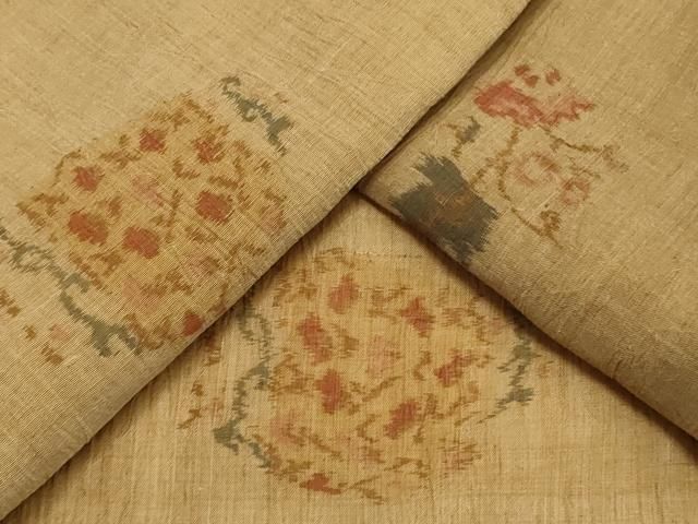 平和屋着物＊夏物　本場小千谷ちぢみ　花唐草文　麻　逸品　CABI6502ou