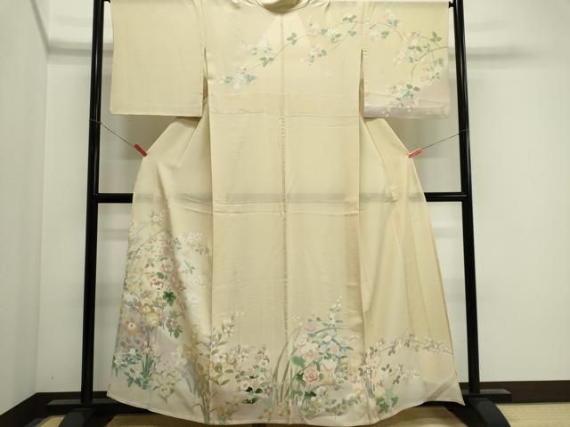 平和屋着物＊夏物　高級染元　粋峰　林芳夫　京加賀友禅　訪問着　絽　草花文　暈し染め　正絹　逸品　CABI6514ou