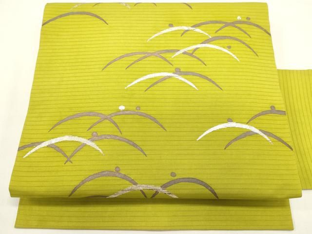 平和屋着物＊夏物　絽塩瀬　九寸名古屋帯　芝文　銀糸　正絹　逸品　DABH1798cd