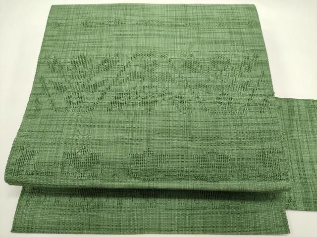 平和屋着物＊夏物　八寸名古屋帯　抽象文様　柳染色　DABH1799cd