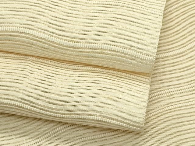 平和屋着物＊夏物　八寸名古屋帯　絽綴れ　よろけ縞　薄香色　正絹　逸品　CABI5502rv
