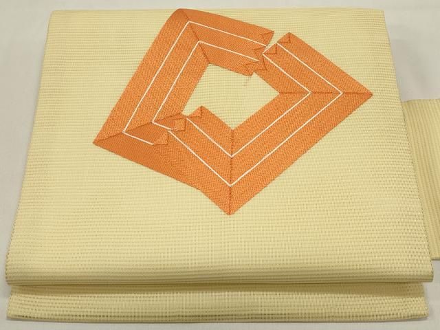 平和屋着物＊夏物　九寸名古屋帯　総刺繍　抽象文様　正絹　逸品　DABH1805cd