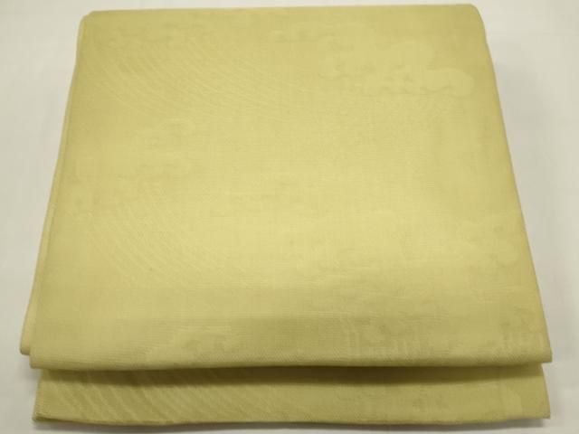 平和屋着物＊夏物　九寸開き名古屋帯　荒波文　淡黄色　正絹　逸品　DABH1807cd