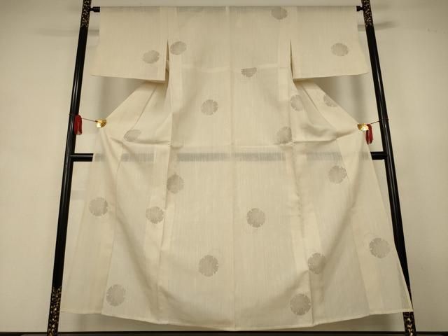 平和屋着物＊夏物　結城紬　夏結城　100亀甲　雪輪文　正絹　逸品　AABJ9038jd