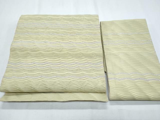 平和屋着物＊夏物　つけ帯　絽綴れ　変わり縞　銀糸　正絹　逸品　CABI5660fb