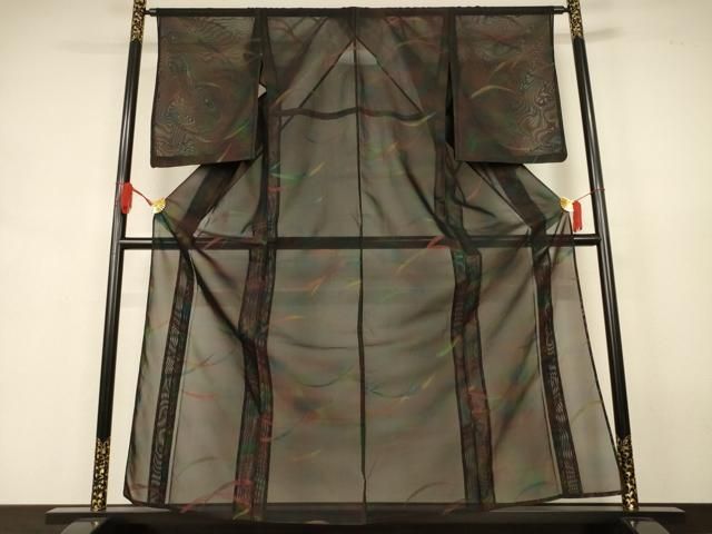平和屋着物＊夏物　小紋　紗　芝文　正絹　逸品　AABJ9052jd