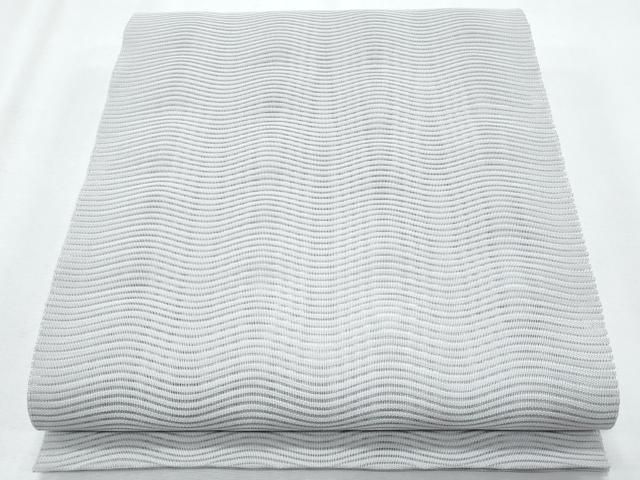 平和屋着物＊夏物　八寸名古屋帯　絽綴れ　よろけ縞　灰青色　正絹　逸品　CABI5690fb