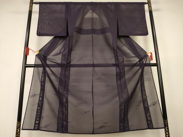 平和屋着物＊夏物　色無地　芝紋紗　黒紅色　正絹　逸品　未使用　AABJ9054jd