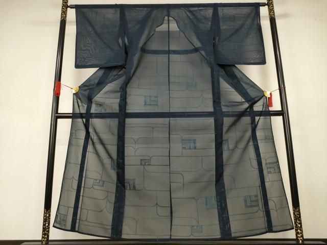 平和屋着物＊夏物　小紋　紗　幾何学文様　正絹　逸品　AABJ9069jd