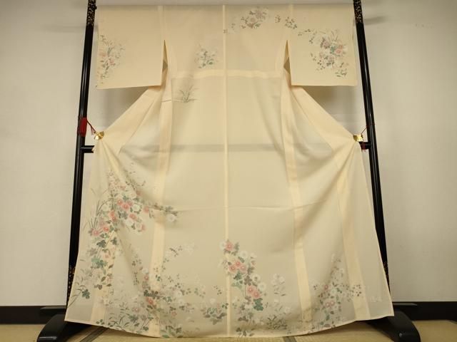 平和屋着物＊夏物　訪問着　絽　草花文　正絹　逸品　AABJ9072jd