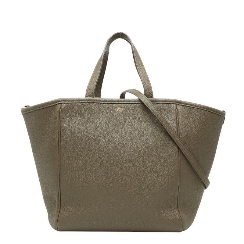 セリーヌ スモール フォールドカバ ハンドバッグ ショルダーバッグ 2WAY ベージュ レザー レディース CELINE【1-0269566】