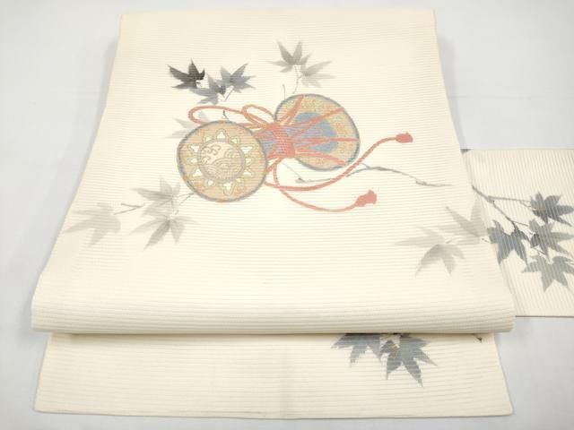 平和屋着物＊夏物　英王室献上友禅作家　木下勝功　九寸名古屋帯　鼓　金銀彩　正絹　逸品　CABI8555tx