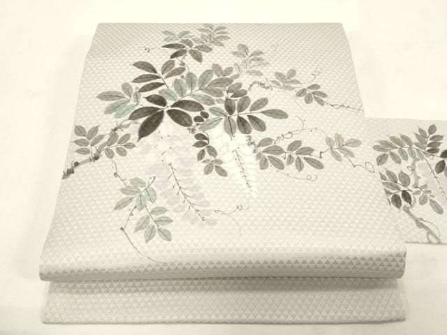 平和屋着物●京伝統工芸作家　阿都武　九寸名古屋帯　手描き　草花文　金彩　正絹　逸品　CABG9379dy