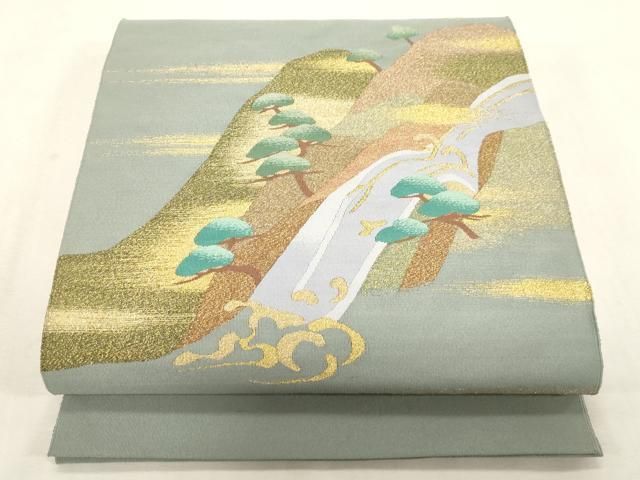 平和屋着物●爪掻き本綴れ　八寸名古屋帯　遠山文　金糸　正絹　逸品　CABG9381dy