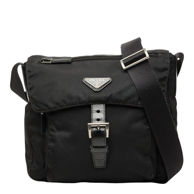 プラダ 斜め掛け ショルダーバッグ BT8994 ブラック ナイロン レザー レディース PRADA【1-0273316】