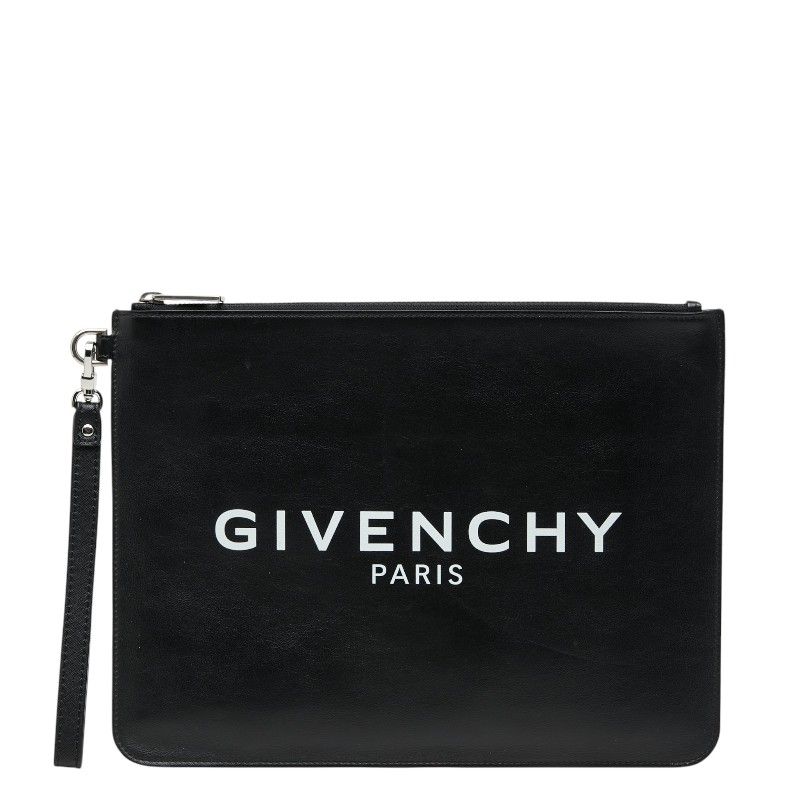 ジバンシー ロゴ クラッチバッグ セカンドバッグ ブラック レザー レディース Givenchy【1-0273350】