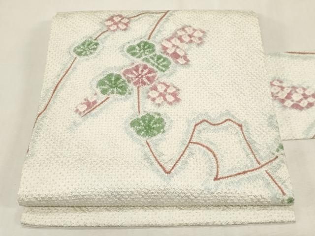 平和屋着物●名門　藤娘きぬたや・総絞り　九寸名古屋帯　草花文　正絹　逸品　CABG9395dy