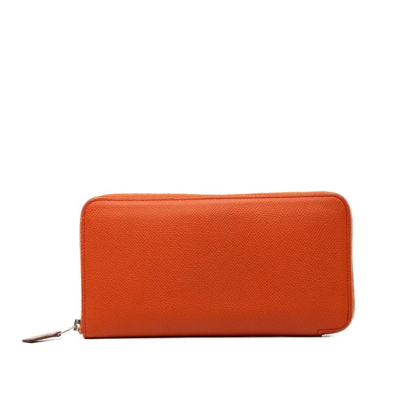 エルメス アザップ ロング シルクイン ラウンドファスナー 長財布 U刻印 フー オレンジ ヴォーエプソン レディース HERMES【1-0273891】