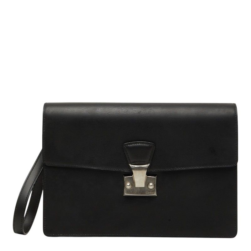 カルティエ パシャライン クラッチバッグ セカンドバッグ ブラック レザー レディース CARTIER【1-0274157】