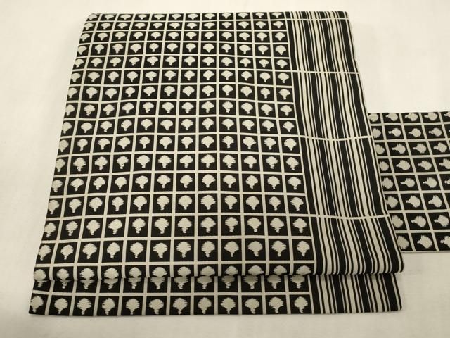 平和屋着物●全通柄九寸名古屋帯　紹巴　幾何学文　正絹　逸品　未使用　CABG9411dy 20,306円