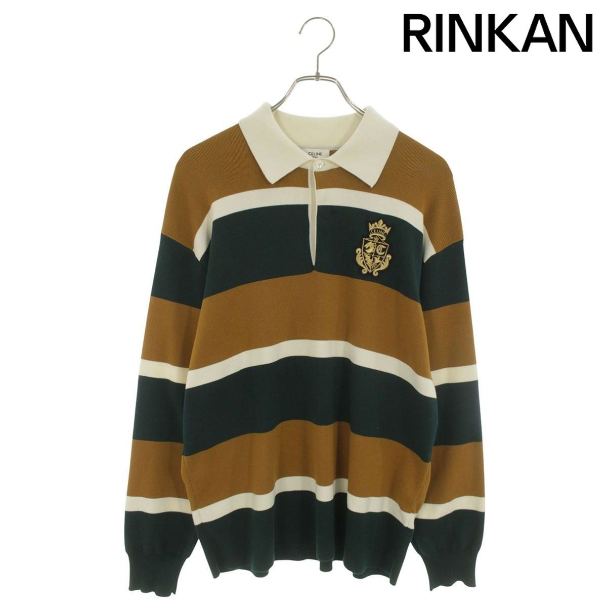 セリーヌ RY0AH0S24.FZP9 ルーズ ブラジョンパッチラグビーポロ長袖カットソー メンズ S