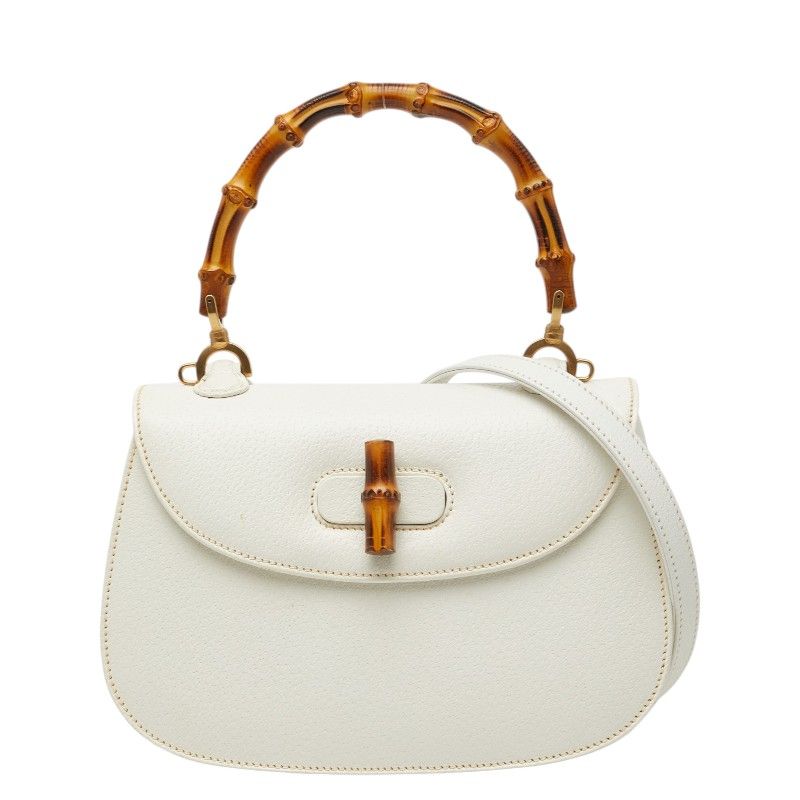 グッチ バンブー ハンドバッグ ショルダーバッグ 2WAY 000 1014 0188 ホワイト レザー レディース GUCCI【1-0274413】