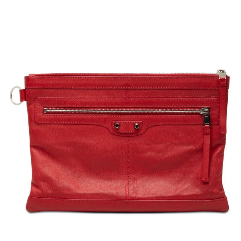 バレンシアガ クラシック クリップM クラッチバッグ セカンドバッグ 273022 レッド レザー レディース BALENCIAGA【1-0275243】