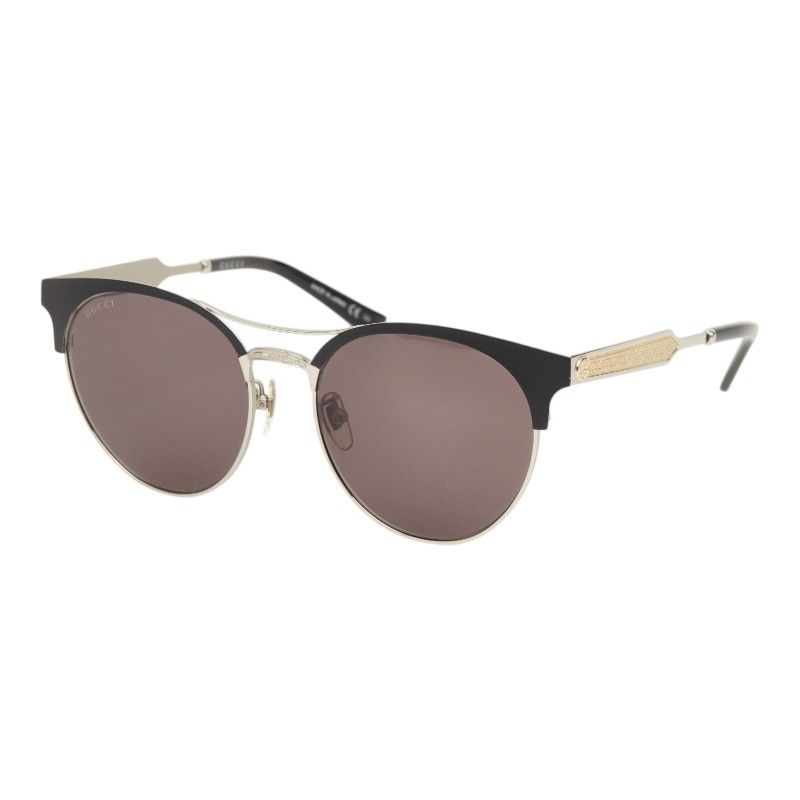 グッチ キャットアイ サングラス GG0075SK シルバー ブラック ゴールド メタル プラスチック メンズ GUCCI【1-0275432】