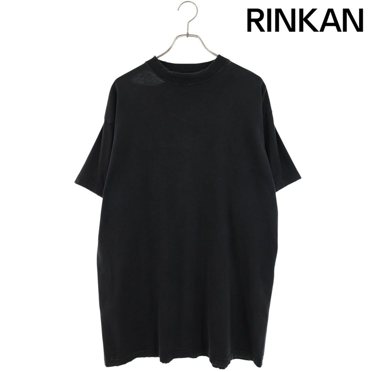 バレンシアガ 25SS 787349 TRVT9 ダメージ加工バックロゴTシャツ メンズ 1